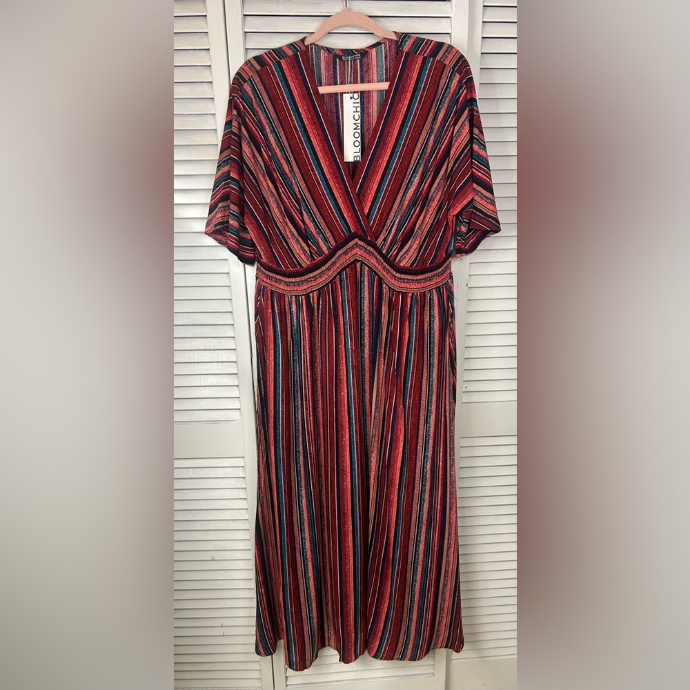 BloomChic Striped V-Neck Dress Size 14/16 - Picture 7 of 8